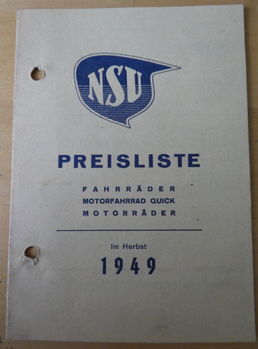 Original nsu preisliste - original,