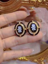 L18 Ohrringe Rose Blume aus Muschel Sterling Silber 925 vergoldet