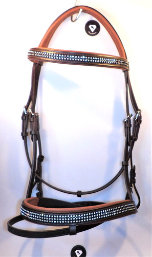 Braune leder trense - braune, strass