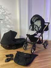 Junama Diamond Kombi Kinderwagen Buggy Schwarz Maxi Cosi Adapter