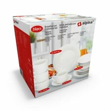 alpina 16-teiliges weißes Keramik-Frühstücksset 