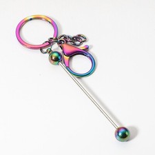 Karabiner mit Schlüsselring und Wechselstab für Perlen 60mm, bunt  1 Stück