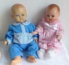 zwei alte Puppen Babypuppen Vollkopf mit Glasaugen um 1950/60 lt. Beschreibung