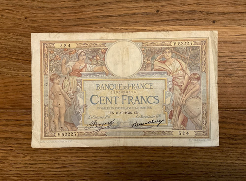 100 cent francs banknote - 100,