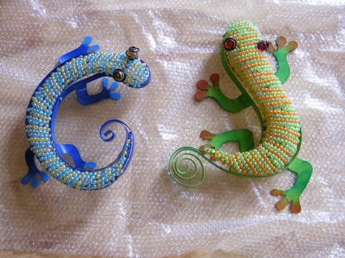 Gecko wanddeko metall 2er - metall, set