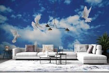 3D Blau Himmel Taube Tapete