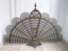 antiker Kaminschutz groß Kamin Fächer Pfau Funkenschutz Jugendstil Sammlerstück