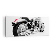 Wandbilder 100x40cm Leinwandbild Chopper Motorrad Chrom Groß Bilder Wanddeko