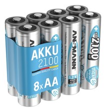 ANSMANN Akku AA 2100mAh Mignon NiMH 1,2V – 1000x wiederaufladbar (8 Stück)