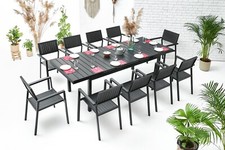 Garten Sitzgruppe 10 Stühle Tisch 10 Personen Balkon Gartengarnitur Aluminium