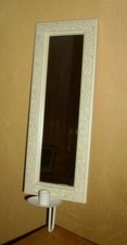1 Wand Kerzenleuchter mit Spiegel, Metall, cremefarben