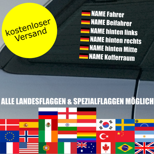 Autoaufkleber name 6x - autoaufkleber, name+6x