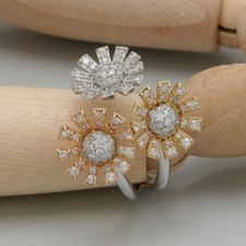 Damen Ring Gold Blumen mit 0,99ct G-si Diamant in 585/14K Weiß/-Gelb/-Rosegold