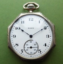 gute 8-eckige "ELGIN"  HERREN TASCHENUHR,  Ankerhemmung,  gute Funkt., ca. 1921