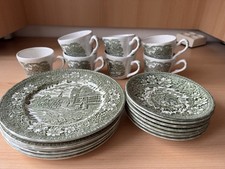 Royal Tudor Ware England „Coaching Taverns“ grün*22 Teile Kaffeeservice*