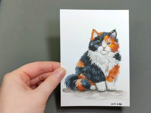 Katze aquarellgemälde - aquarellgemälde, a6
