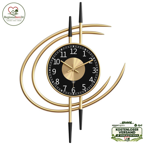 Wanduhr groß modern - groß, gold