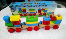 Bunter Spiel und Lernzug Holz Spielzeug ab 12 Monaten Komplett mit OVP