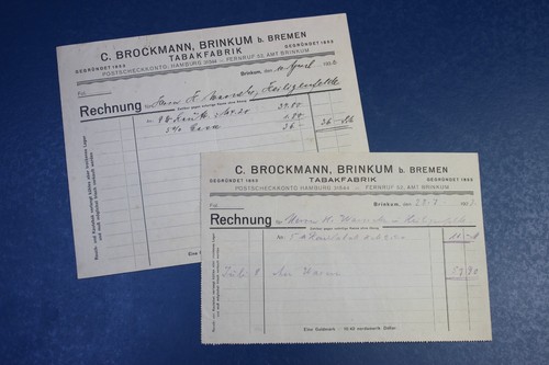 1929 2x rechnung tabak - 1929,