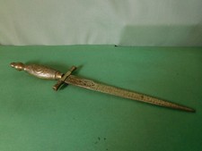 alt Messing Brieföffner mit Verzierung Dolch vintage