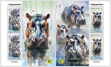 ZENTRALAFRIKA 2024 MNH ** Nilpferde Flußpferde Hippopotamus #236