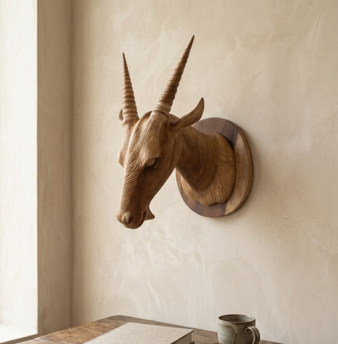 Wandtrophäe antilope holz - wandtrophäe,