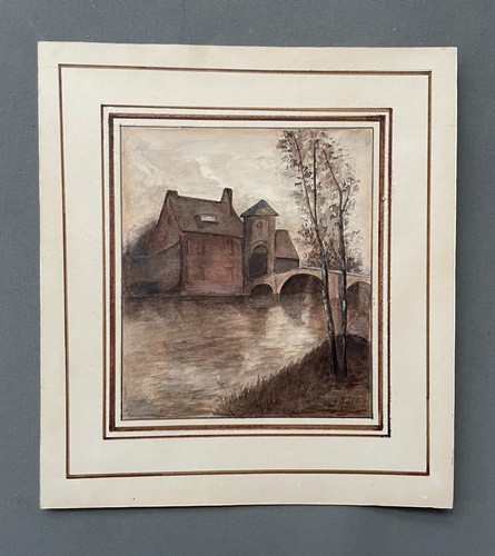 Mühle altes aquarell anfang - altes, aquarell,