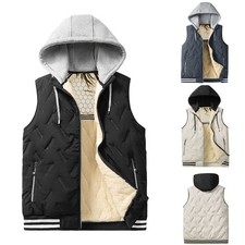 Herren Weste Steppweste Bodywarmer Ärmellos Jacket Übergangsweste mit Kapuze DE