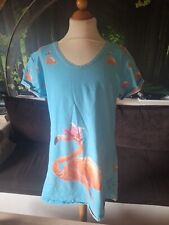 Kleid Handmade Dawanda Mädchen Gr. 134/140 Flamingo blau kurzarm 