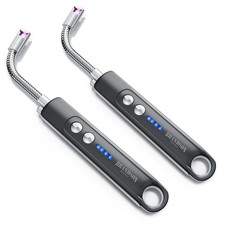 Brandson 2x Lichtbogen Stabfeuerzeug, mit LED Anzeige, cool-grey