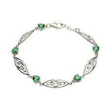 Trinity Crystal - Keltisches Armband aus Silber mit grünen Kristallen