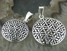 Anhänger Blume des Lebens Silber 925 Lebensblume Schutzamulett Medallion 2Größen