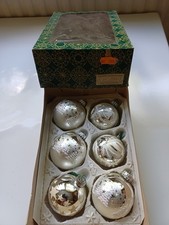 Weihnachtskugeln-6 Stück-vermute 80iger Jahre-silber-gut erhalten-Glaskugeln