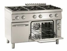 Bartscher Edelstahl Gasherd 6 Flammen Gas-Brenner Elektro-Umluftbackofen GN 1/1