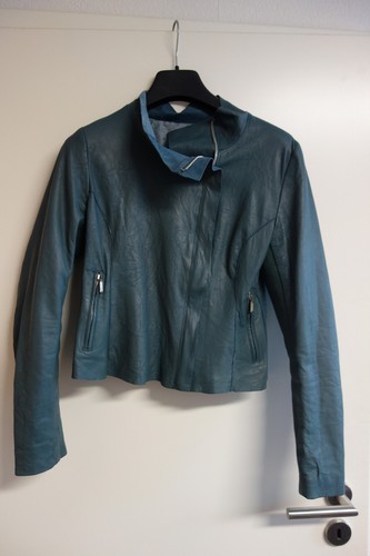 Damen lederjacke blau - blau, 36