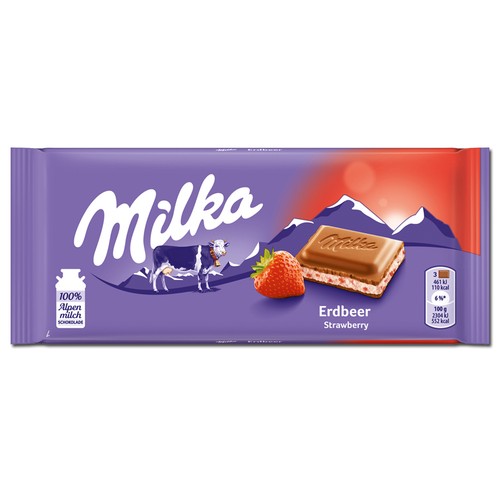 Milka erdbeer - (1,95€/100g),