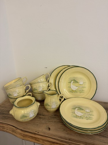 Vintage geschirr set gelb - geschirr-set, in