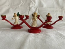 3 Engel Kerzenhalter Hartplastik 50er/60er Jahre Weihnachten Höhe ca. 7 cm