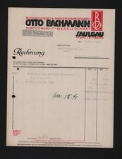 SAULGAU, Rechnung 1935, Otto Bachmann KG Buchdruckerei Papierwaren-Fabrik