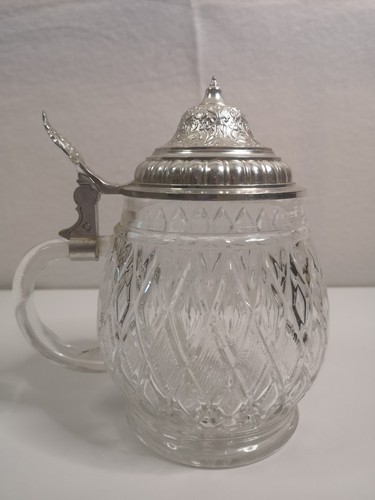 Glas bierkrug mit zinndeckel - bierkrug,