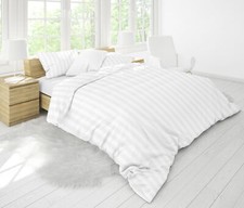 Hotelbettwäsche 180g Damast Streifen 23mm weiß 155x220/80x80 100% Baumwolle HV