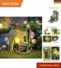 Bunte Frosch Statue mit Solar