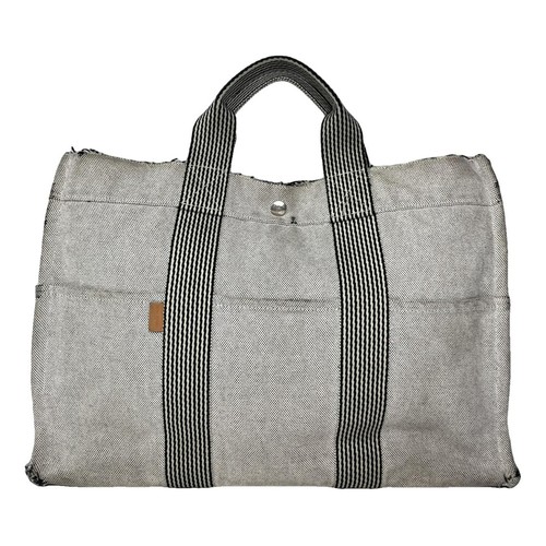Hermès silver cotton handbag - silver,