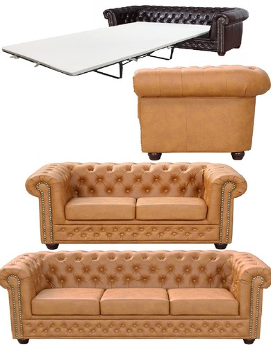 Chesterfield cognac set - %,