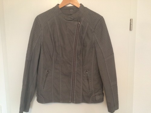 Damen lederjacke grau - grau,