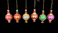 6er Set Christbaumschmuck Christbaumkugel Zwiebel oriental Glas klein bunt