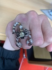 Ring  , Skorpion ,  925 Silber mit Onyx  , Schöner , alter Silberring