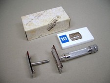 Merkur/Solingen: Vintage Rasierhobel (34C) + Ersatzklingen - hochglanz verchromt