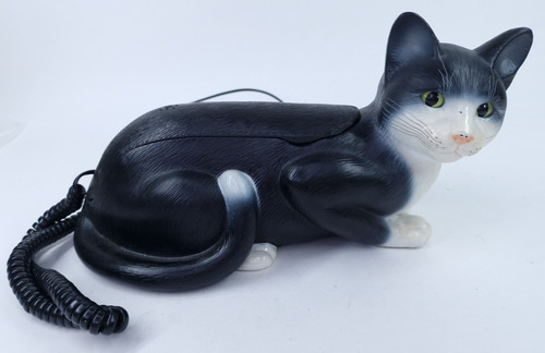 Tuxedo cat phone vintage 80s - cat,