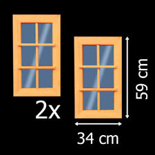 2x Fenster 34x59 cm feststehend Holzfenster  Gartenhausfenster Carport  +NEU+
